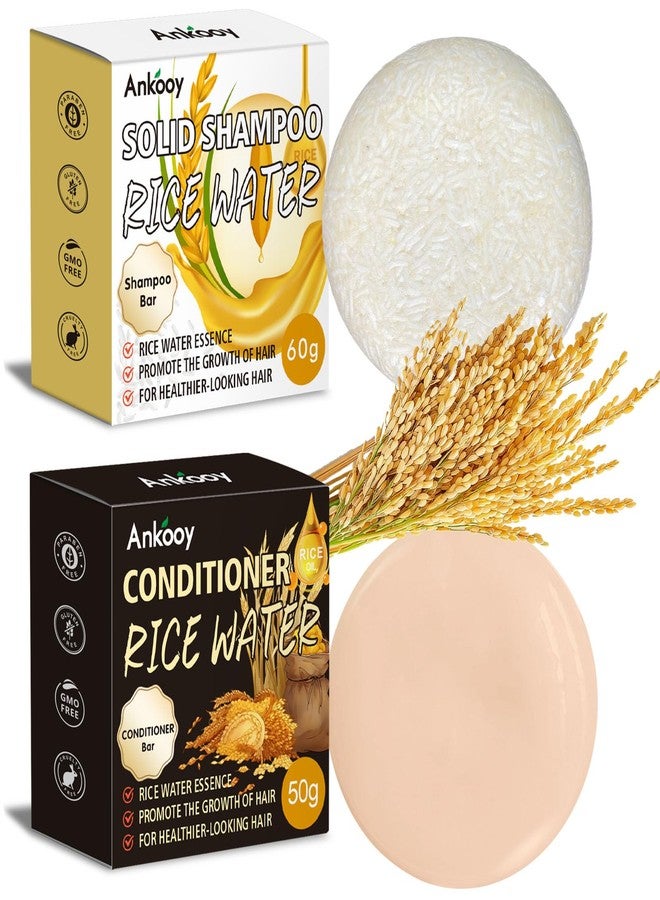 ANKOOY 2 Pack Rice Water Bar Shampoo and Conditioner Set, High Protein for Damaged Hair,Hair Growth,Thickening,Anti Hair Loss,Strengthen for Volumizing Smooth,Shine,Organic Shampoo Bar Set - Image 1